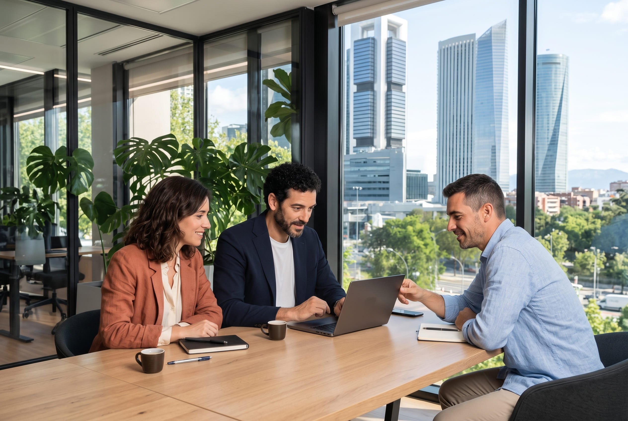 Equipo de una pyme trabajando en reunión
